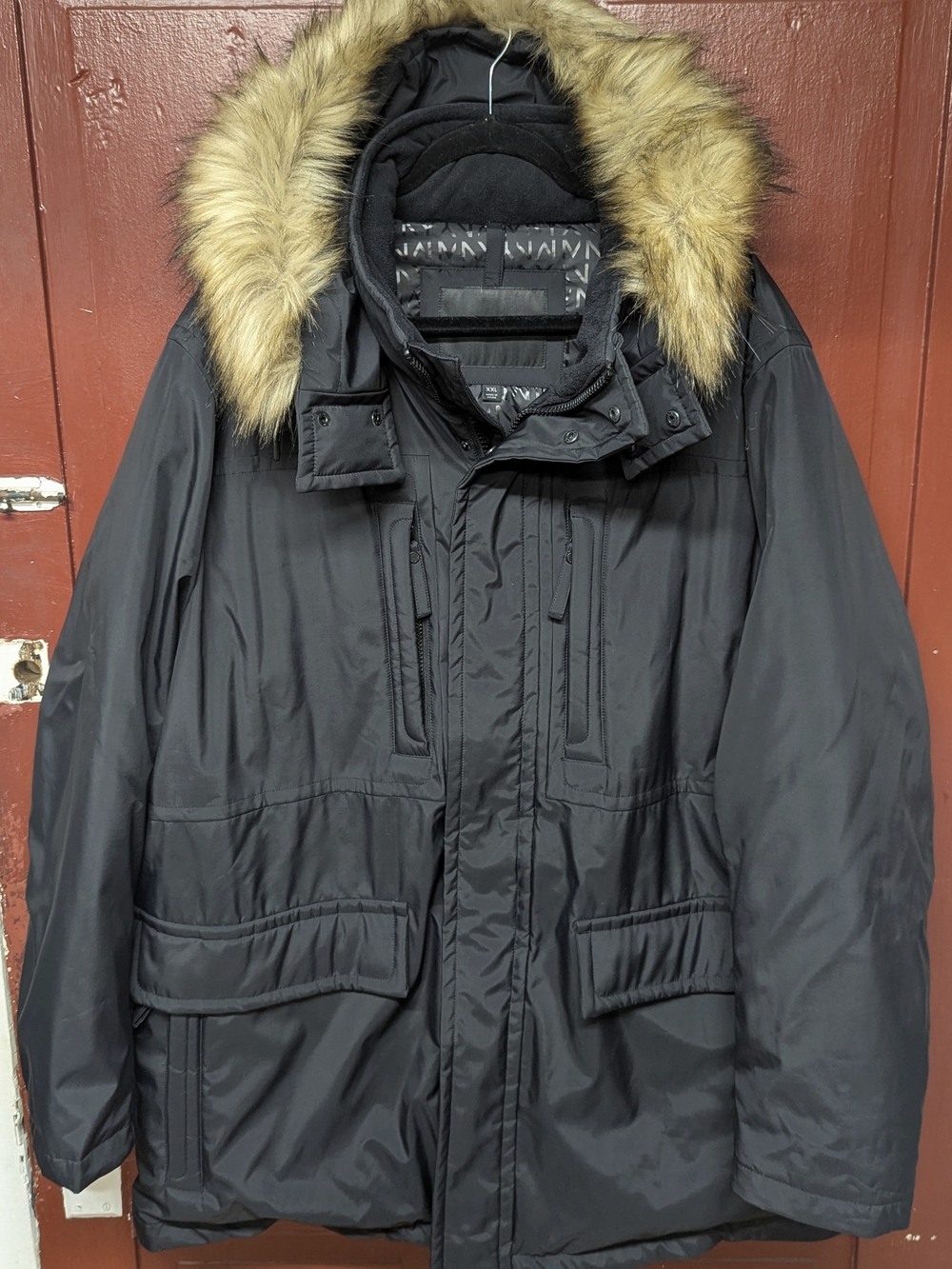 Marc New York Black Parka with Faux Fur Hood Trim